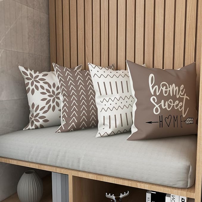 YCOLL Pillow Covers 16x16 Set of 4, Modern Sofa Throw Pillow Cover, Decorative - Image 6