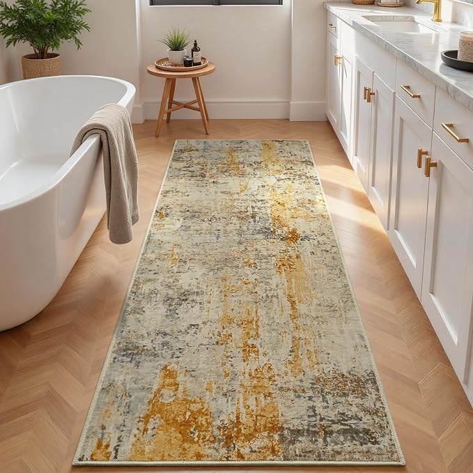 2x6 Beige Rug Runners for Hallways Kitchen Runner Rug Non Slip Washable Tan - Image 3