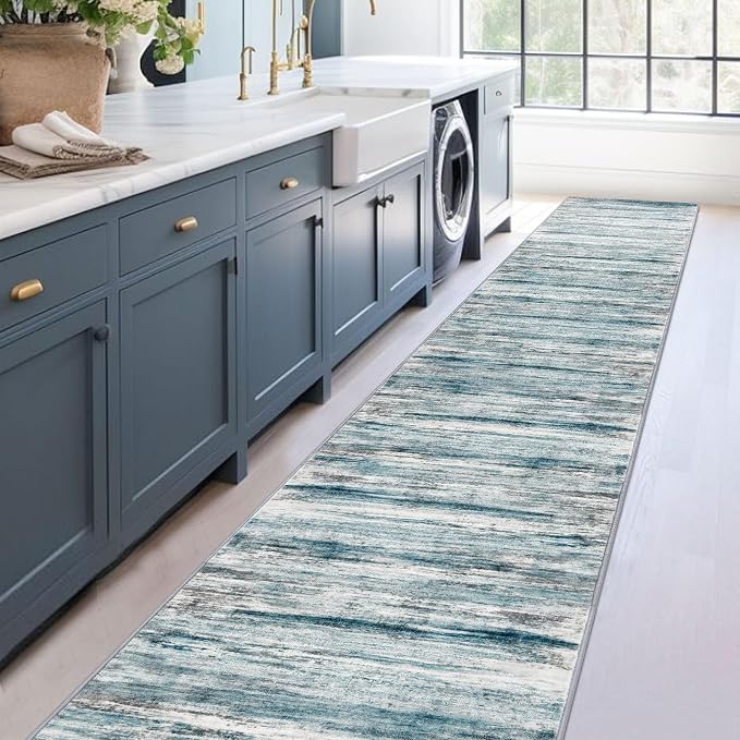 KOZYFLY Modern Abstract Hallway Runner Rug, 2.6x16 Washable Rug Runner Non-Slip - Image 7