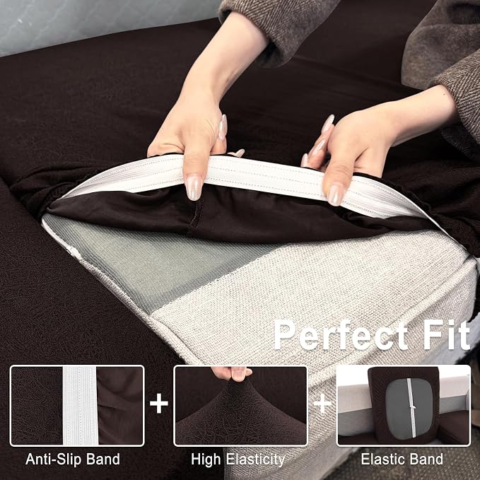 Leather Look Couch Cushion Covers Sofa Seat Slipcovers Sets Couches Furniture - Image 4