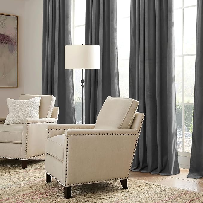 RYB HOME Grey Velvet Curtains 84 inches - Image 6