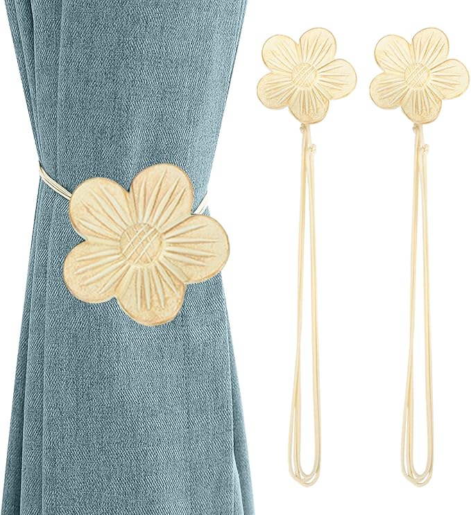 Lewondr Vintage Magnetic Curtain Tieback, 1 Pair Resin Flower Curtain Drapery by Lewondr