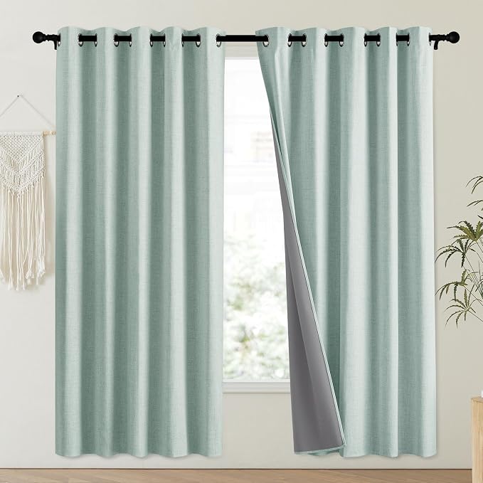 NICETOWN 100% Absolutely Blackout Linen Curtains - Image 2