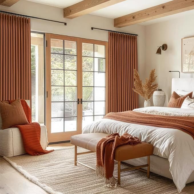 Topfinel Terracotta Pinch Pleated Sheer Curtains Panels - Image 5