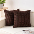 Pack of 2 Corduroy Decorative Throw Pillow Covers 16x16 Inch Soft Striped by Unknown