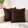 Pack of 2 Corduroy Decorative Throw Pillow Covers 24x24 InchSoft Striped Pillow by Unknown