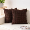 Pack of 2 Corduroy Decorative Throw Pillow Covers 22x22 Inch, Dark Brown | Fall by Unknown