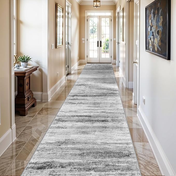 2x10 Washable Runner Rugs for Hallway: Easy-to-Clean Abstract Runners for - Image 3