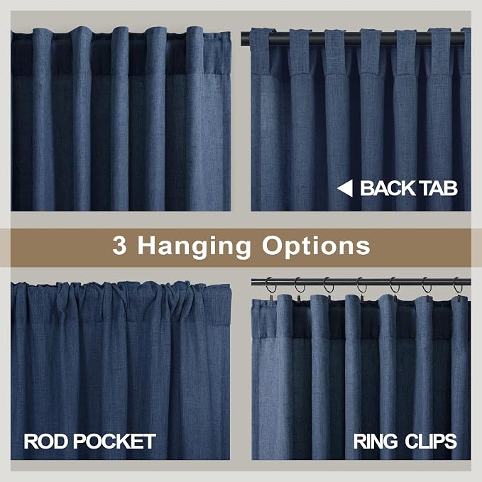Navy Blue Curtains 45 Inch Length - Image 4