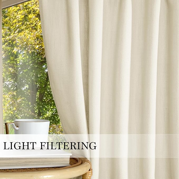 RYB HOME Short Kitchen Valances Thick Faux Linen Blended 2 Panels, Privacy - Image 6