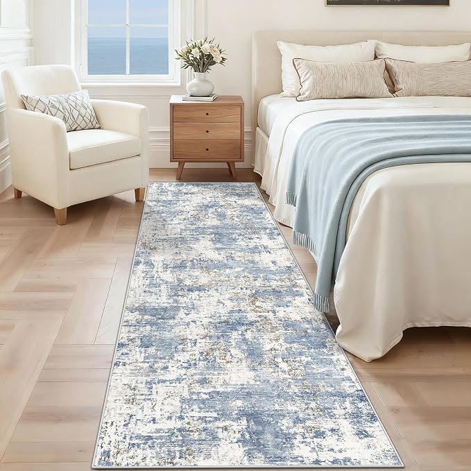 2x7 Runner Rug for Hallway, Washable Modern Abstract Runner Rugs Neutral Soft - Image 2