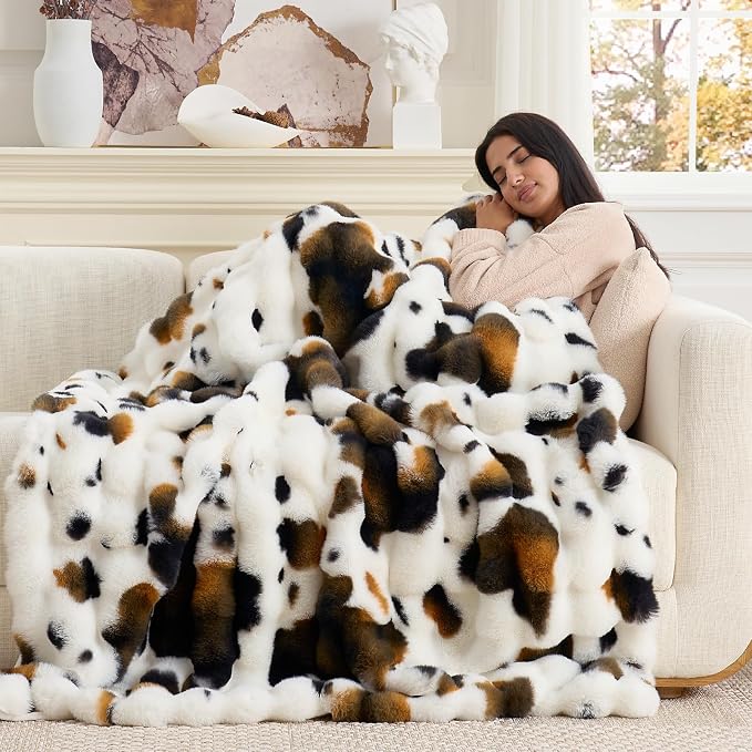 Cozy Bliss Cow Print Faux Fur Throw Blanket - Image 3