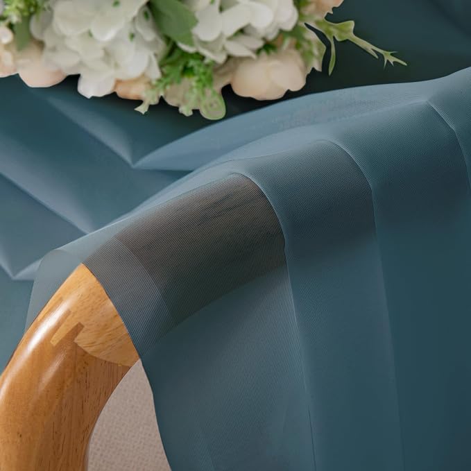OVZME 2 Pieces Dusty Blue Sheer Curtains 84 inches Long-Lightweight Soft Window - Image 6