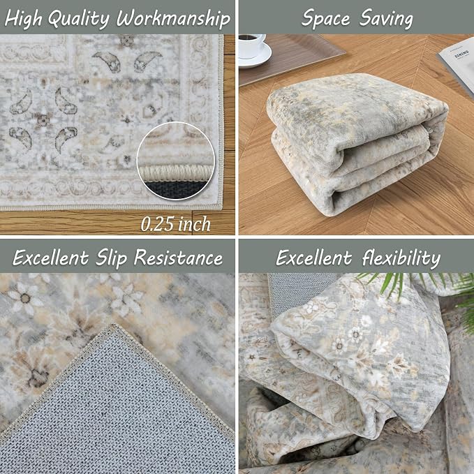 8x10 Area Rug Non Slip Boho Large Rug Entryway Indoor Mat Machine Throw Bedside - Image 6