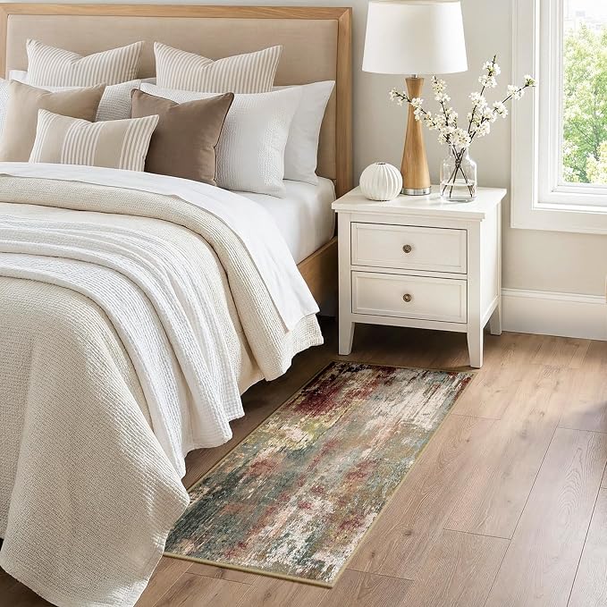 Washable Area Rugs 2'x5' Non-Slip Modern Abstract Soft - Image 2