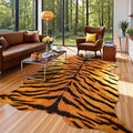 AROGAN Premium Tiger Print Rug 4.6x5.2 Feet, Machine Washable Faux Fur Rug by AROGANAREARUG