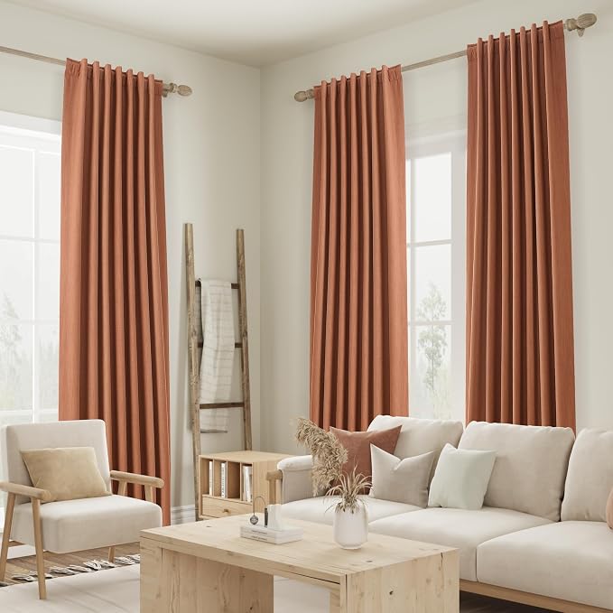 Guken Terracotta 100% Blackout Curtains 84 Inch Length 2 Panels Set Fall - Image 8