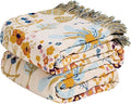 MSGKV Boho Throw Blanket for Bed 100% Cotton Floral Twin Size Couch Blanket by MSGKVHomeTextiles
