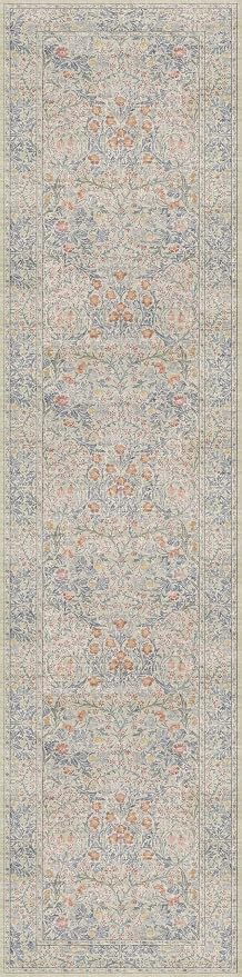 Vintage Beige Blue 3x12 Runner Rug - Image 2