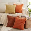 Fancy Homi Set of 4 Burnt Orange Fall Decorative Throw Pillow Covers 18x18 Inch by Fancy+Homi