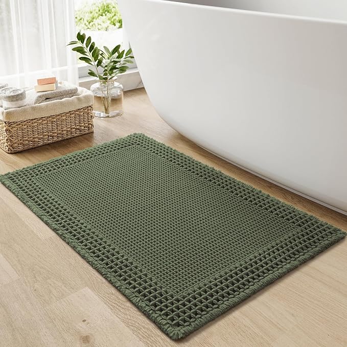 RESARE Waffle Bathroom Runner Rugs, Super Absorbent Bath Mat Non Slip Washable by Resare
