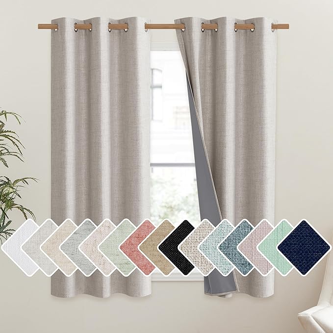 NICETOWN Brich Vintage Open Linen Weave Flax Thermal Curtains, 100% Blackout by NICETOWN