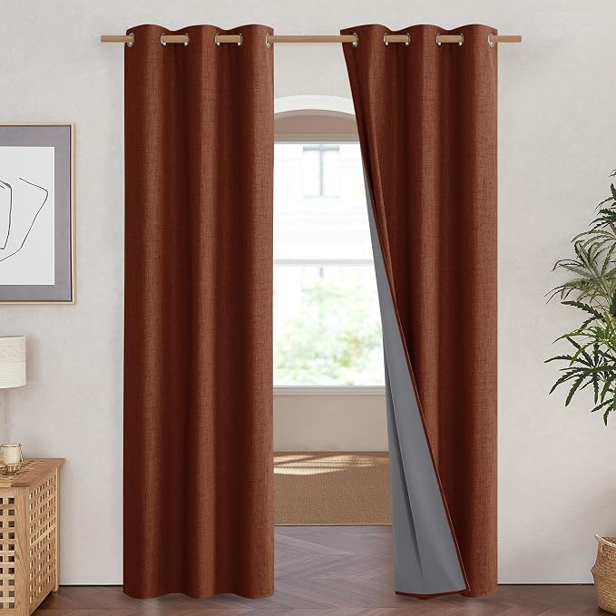 NICETOWN 100% Absolutely Blackout Linen Curtains - Image 2