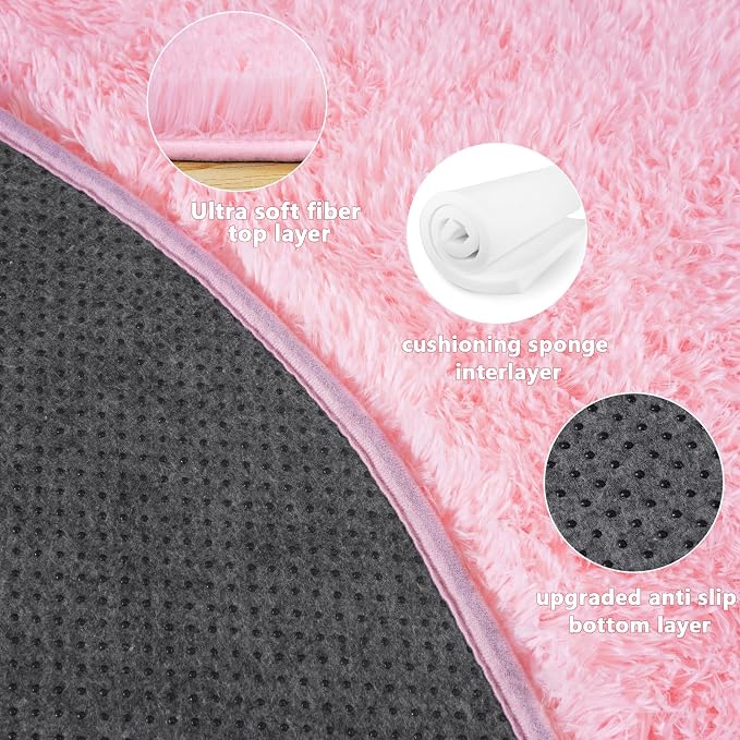 4x4.6 Feet Pink Hexagon Rugs for Princess Tent, Ultra Soft Fluffy Hexagon Area - Image 5