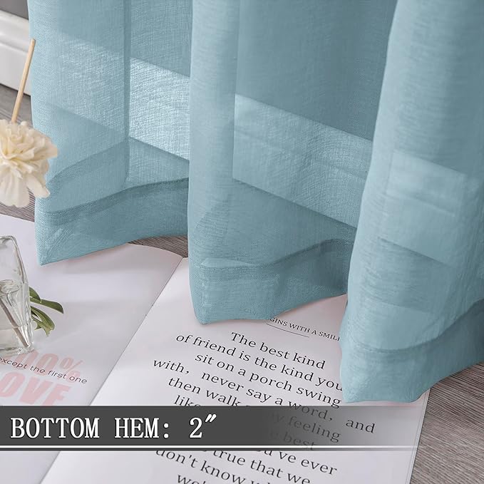 Tollpiz Short Sheer Curtain Linen Textured Living Room Curtains Sheer Light - Image 4