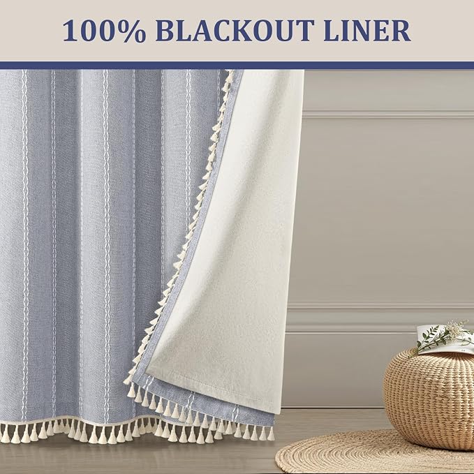 Blue Boho Blackout Curtains 2 Panels 84 Inch - Image 7