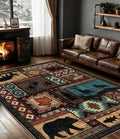 YIHOUSE Rustic Cabin Area Rug 5x7, Machine Washable Lodge Bear Rug, Non-Slip by YIHOUSE