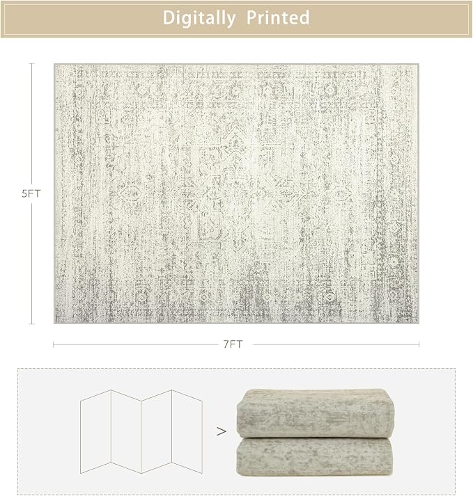 Srugn Washable Rugs 5x7 Area Rugs - Image 2