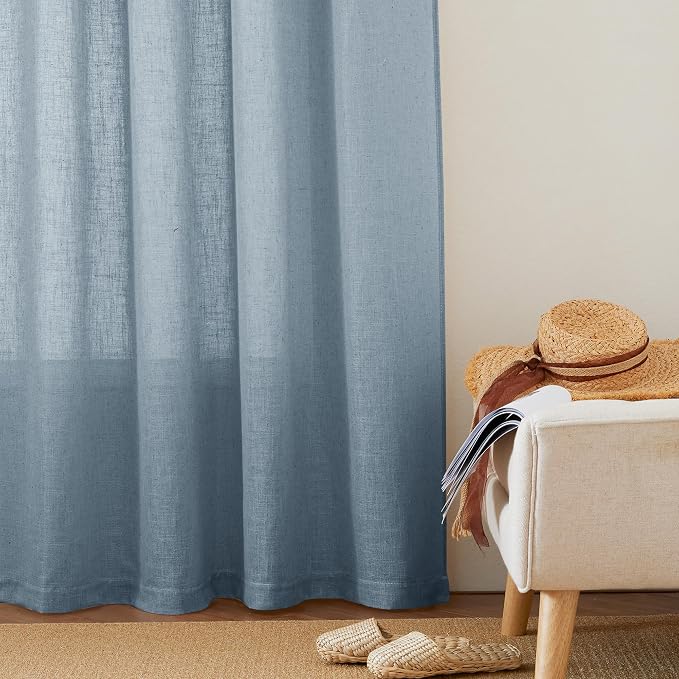 RYB HOME Semi Sheer Curtains 63 inch Length, Light Filtering Airy Privacy - Image 6