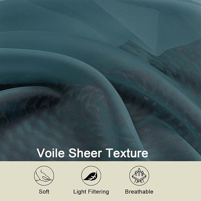Dusty Blue Kitchen Curtains 30 Inch Length Tier 2 PCS, Solid Soft Half Curtains - Image 3