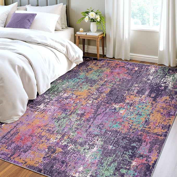 Washable Area Rugs 4'x6' Non-Slip Modern Abstract Soft - Image 3