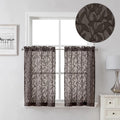 Lecloud Leia 2 PCS Chocolate Brown Sheer Kitchen Curtains 36 Inch Length by Lecloud
