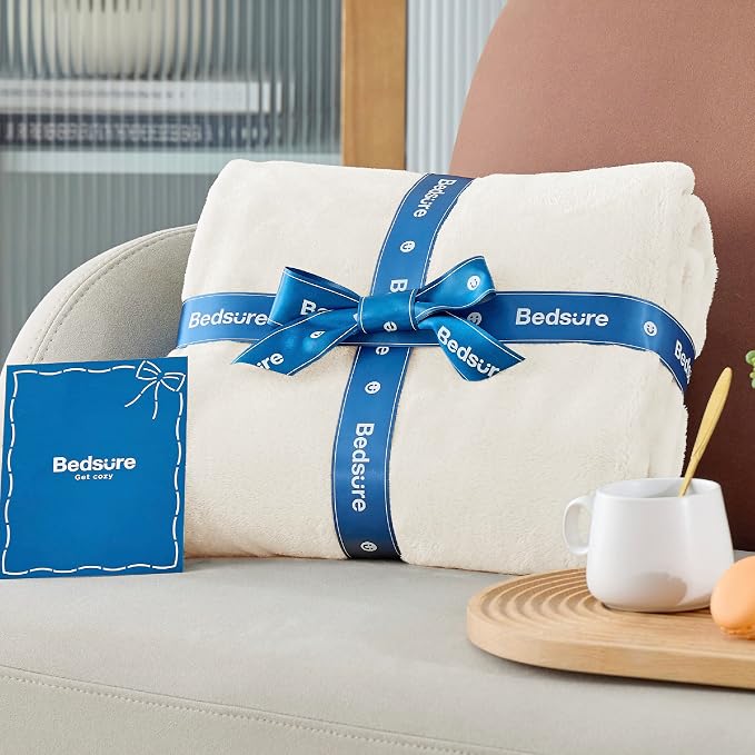 Bedsure Fleece Blankets King Size Cream - Image 7