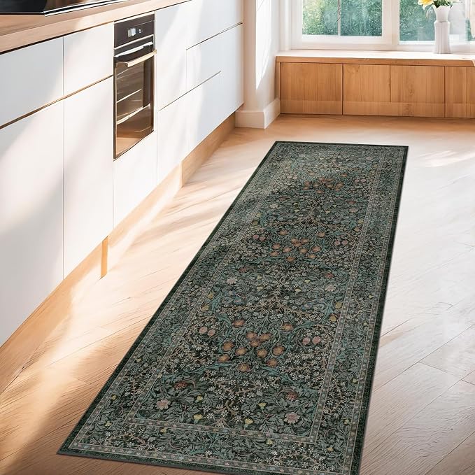 Hazo Haus Washable Dark Green 2x10 Runner Rug - Image 8