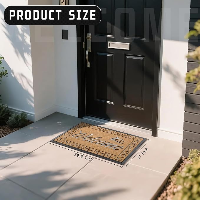 Yimobra Welcome Front Door Mat, Heavy Duty Easy Clean Doormat Indoor Outdoor - Image 2