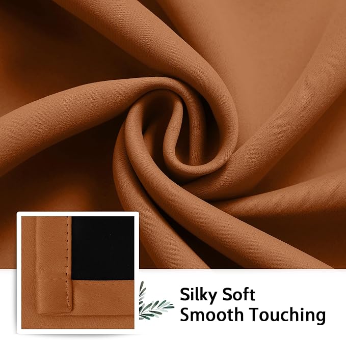 SimpleHome Orange 100% Blackout Curtains Room Darkening Living Room 90 Inch | - Image 7
