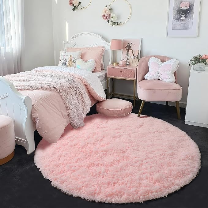Amdrebio Light Pink Round Circle Rug 4Ft - Image 9