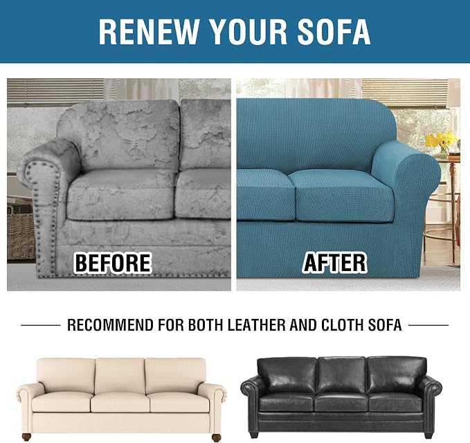 4 Piece Stretch Sofa Covers for 3 Cushion Couch Covers for Living Room - Image 8