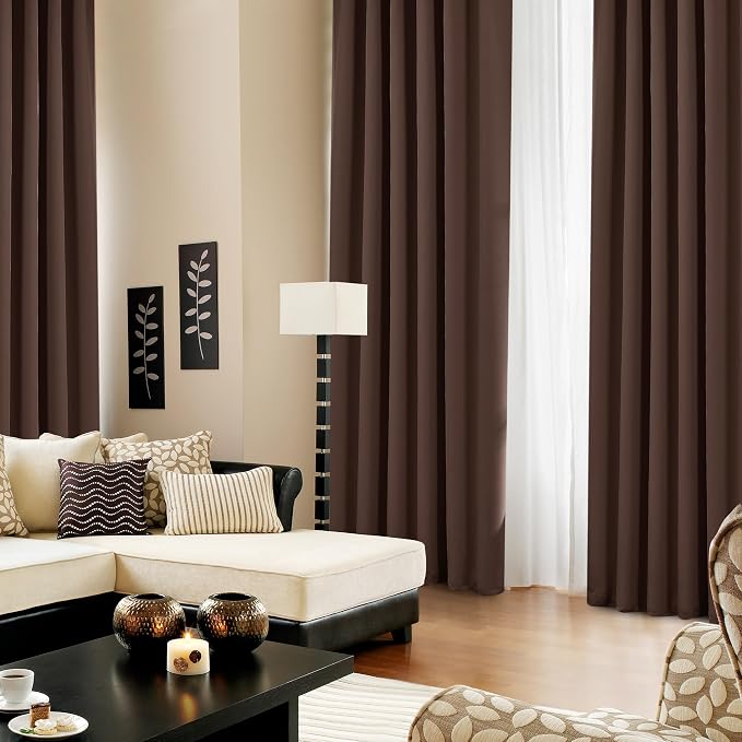 Deconovo Blackout Curtains, Thermal Insulated, W52 x L63 2 Panels, Back Tab - Image 4