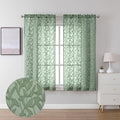 Lecloud Leia Sage Green Semi Sheer Curtains 54 Inch Length 2 Panels, Jacquard by Lecloud