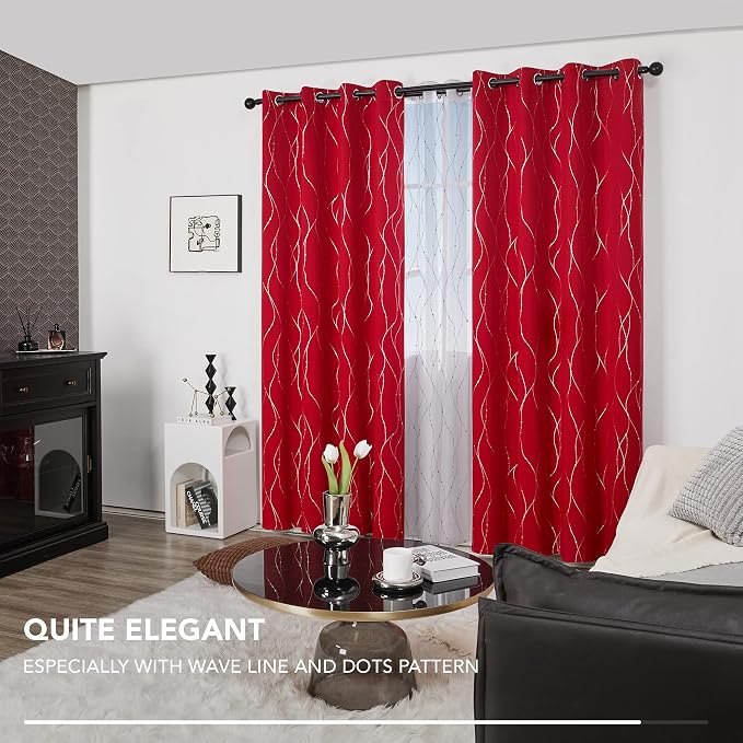 Deconovo Christmas Curtains, Thermal Insulated Noise‑Reduced Drape, Wave Line - Image 6