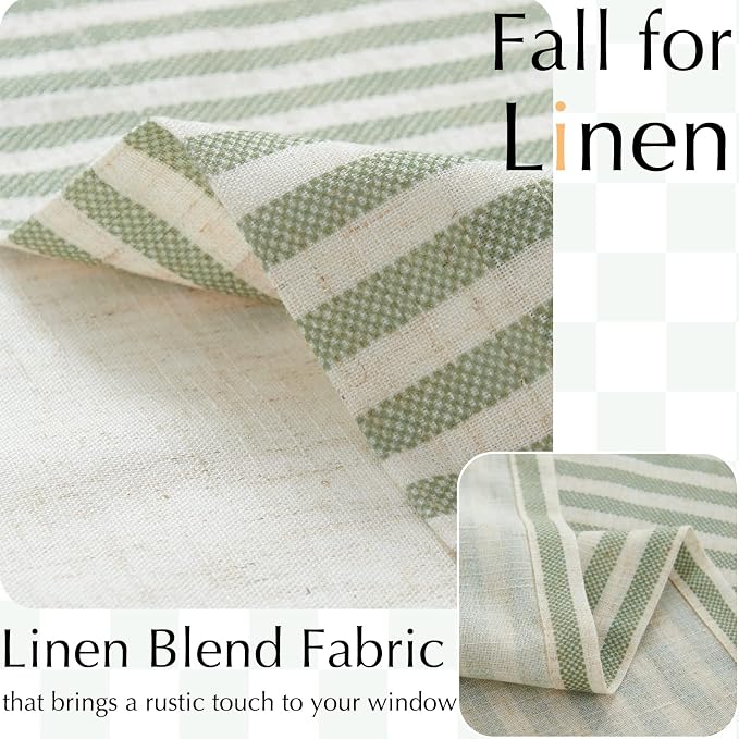 jinchan Linen Valance Curtain Striped Small Window Curtain Double Layer Light - Image 3