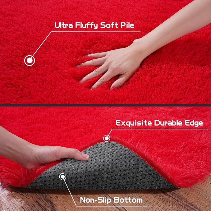 Pionblank Fluffy Small Rug for Bedroom 2x3 Feet, Shag Soft Area Rug for Bedside - Image 5