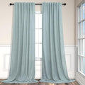 Aqua Curtains 84 Inch Length for Living Room Pair Set Back Tab Pocket Linen by Pitalk