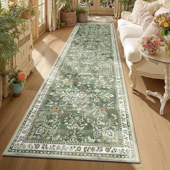 Yamaziot Washable Runner Rug 3x10 – Large Floral Non Slip Boho Hallway Runner by Yamaziot
