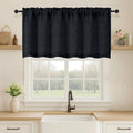 OVZME Black Valance for Windows, Light Filtering Faux Linen Textured Small Cafe by OVZME
